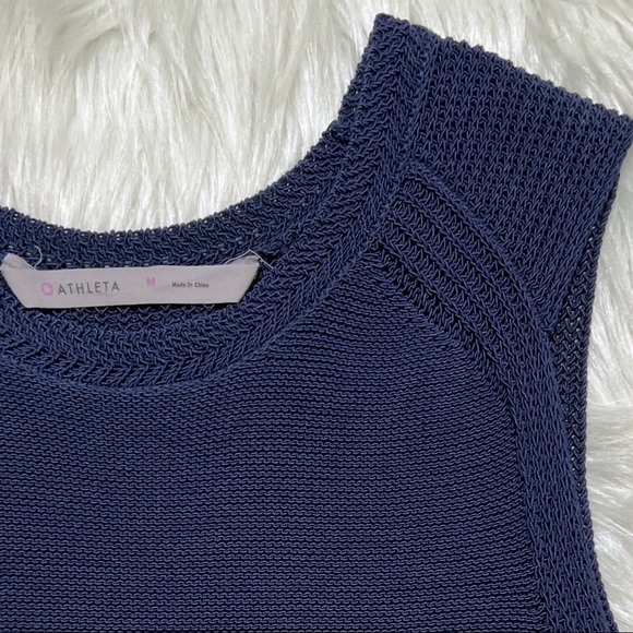 SOLD-Athleta Navy Blue Sleeveless Crochet Knit Long Tunic Top - Picture 8 of 12